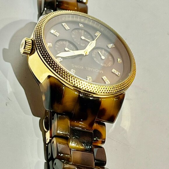 Michael Kors Gold/Tortoise Watch MK5038 Day Date Chronograph main image 6
